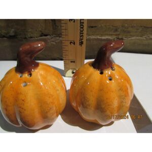 PUMPKIN SALT AND PEPPER SHAKER FALL THANKSGIVING DINING